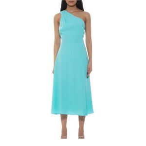 Alexia Admor Dress Womens Size 6 Blue One‎ Shoulder Fit and Flare